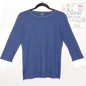 Vila milano navy blue sleeve ruffle top size small